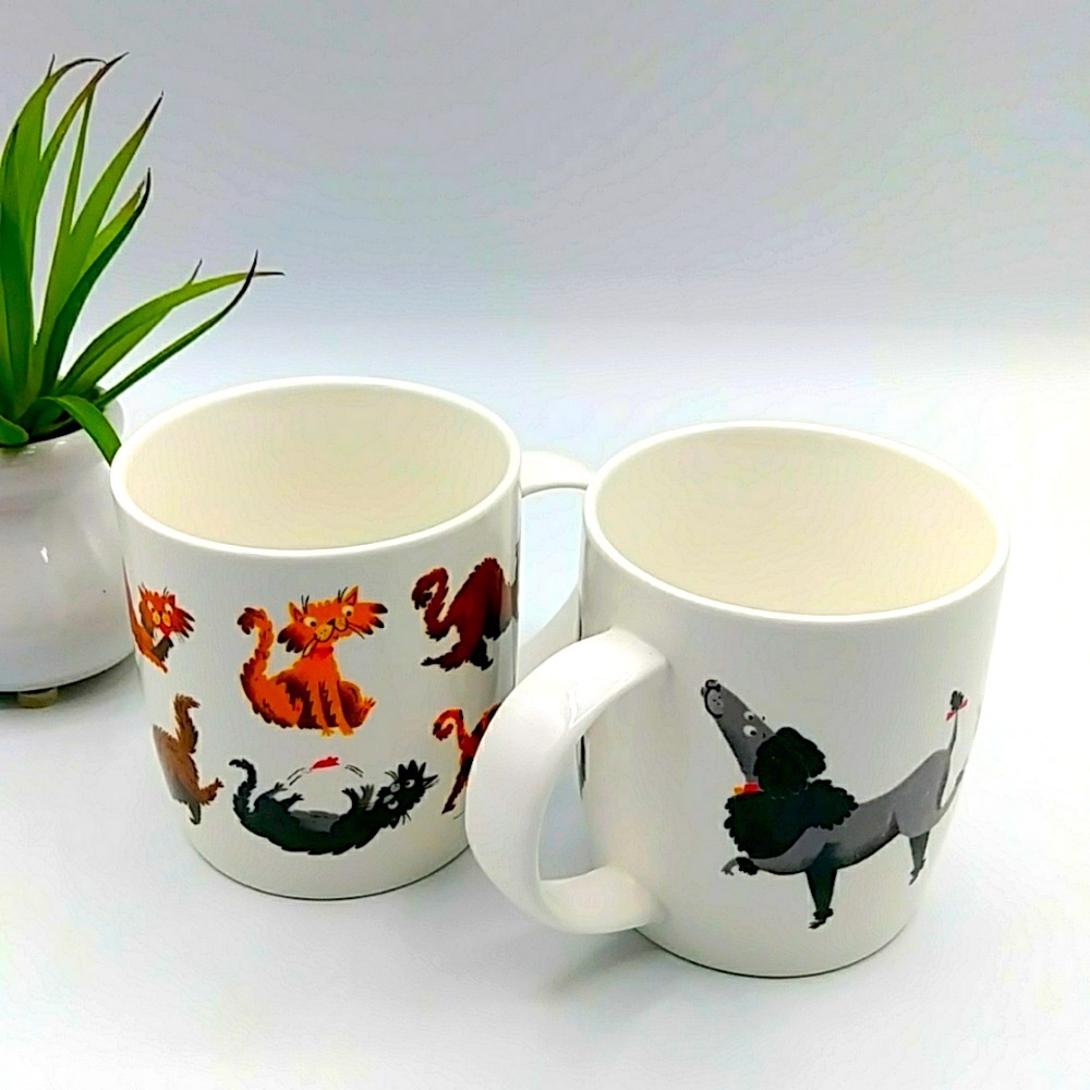 🐶HP! 2 Cat & Dog Mugs by Price Kensington.